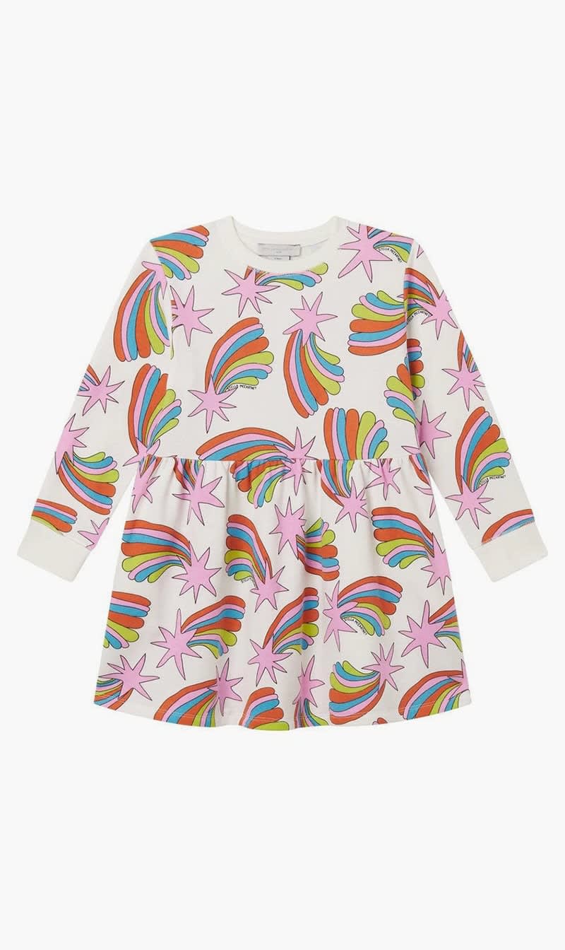 

Stella Mc Cartney White Shooting Star Jersey Dress for Girls | The Deal Outlet