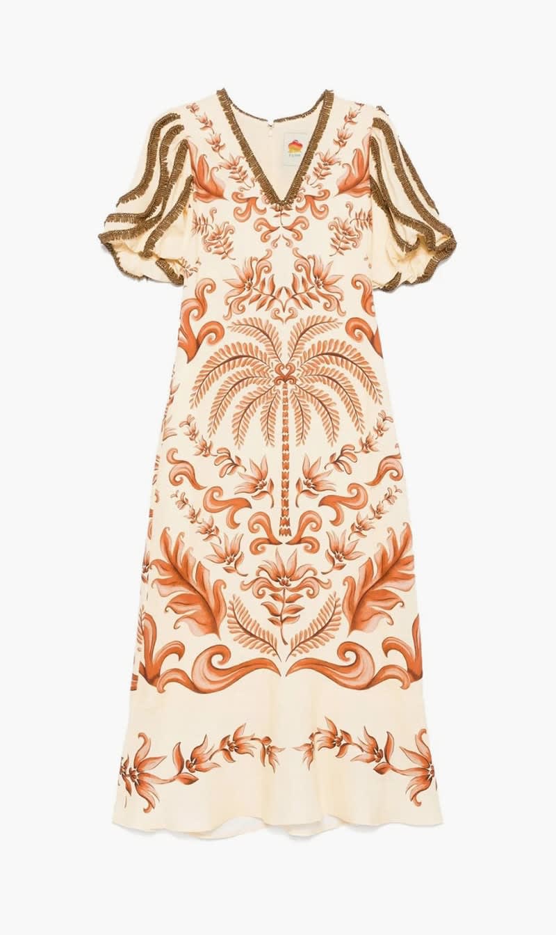 

Farm Rio White Milani Off White V Neckline Short Sleeve Maxi Dres for Women | The Deal Outlet