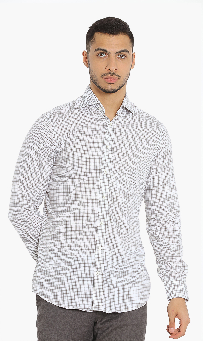 

Hackett London Mayfair Melange Twill Check Chelsea Classic Fit Shirt