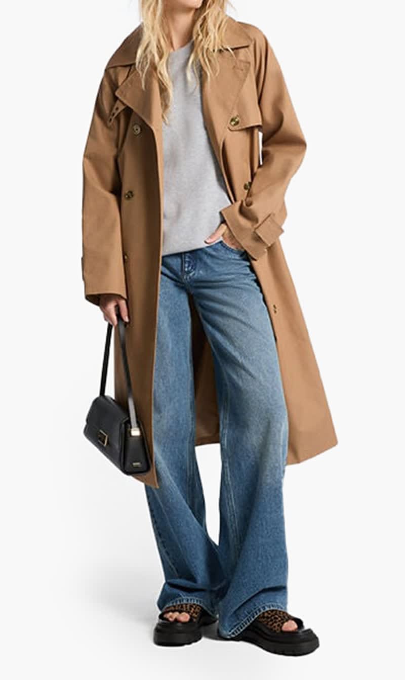 

Michael Kors Brown Cotton Oversized Double-breasted Trench Coat for Women