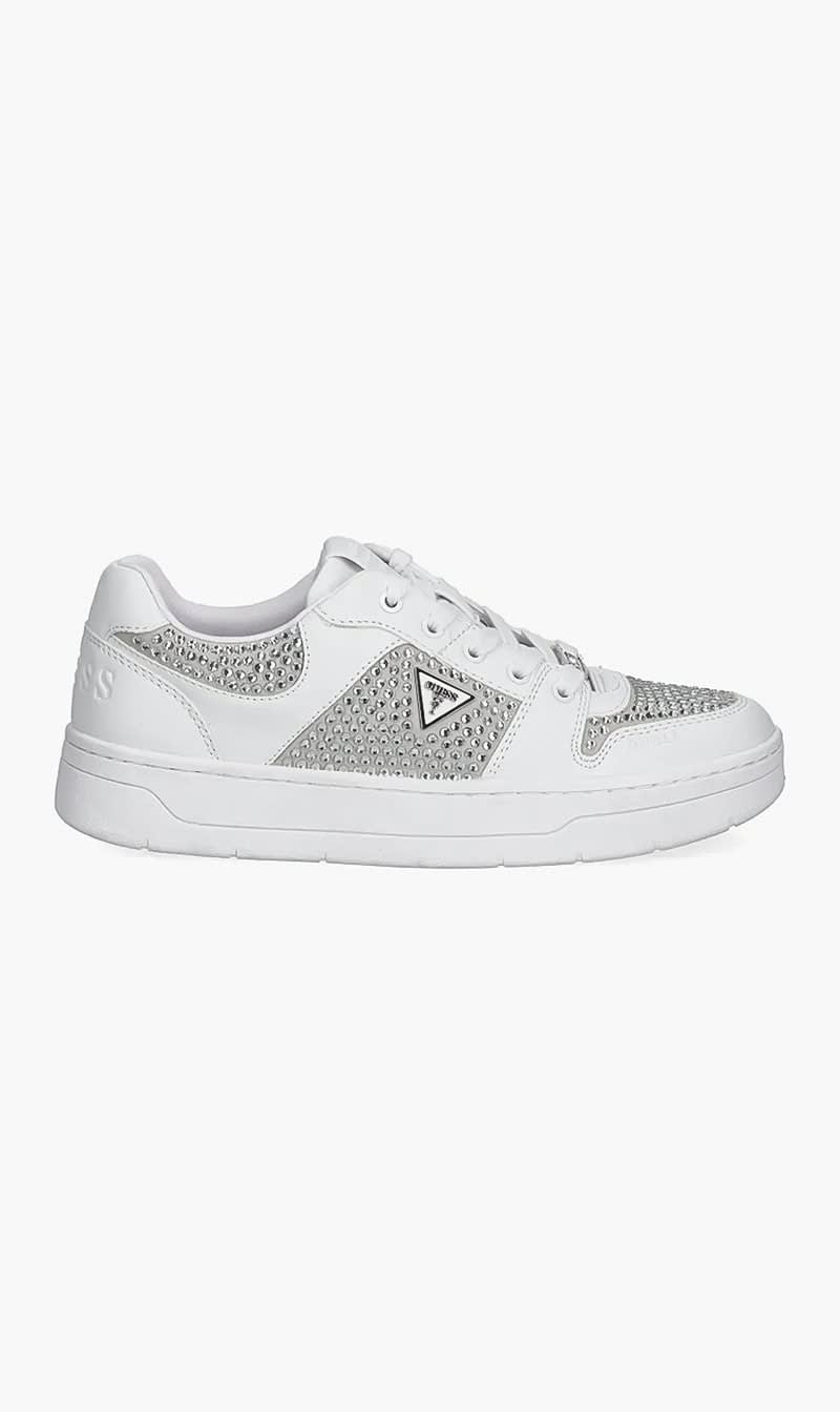 

Guess White Cieska Embellished Sneakers for Women | The Deal Outlet
