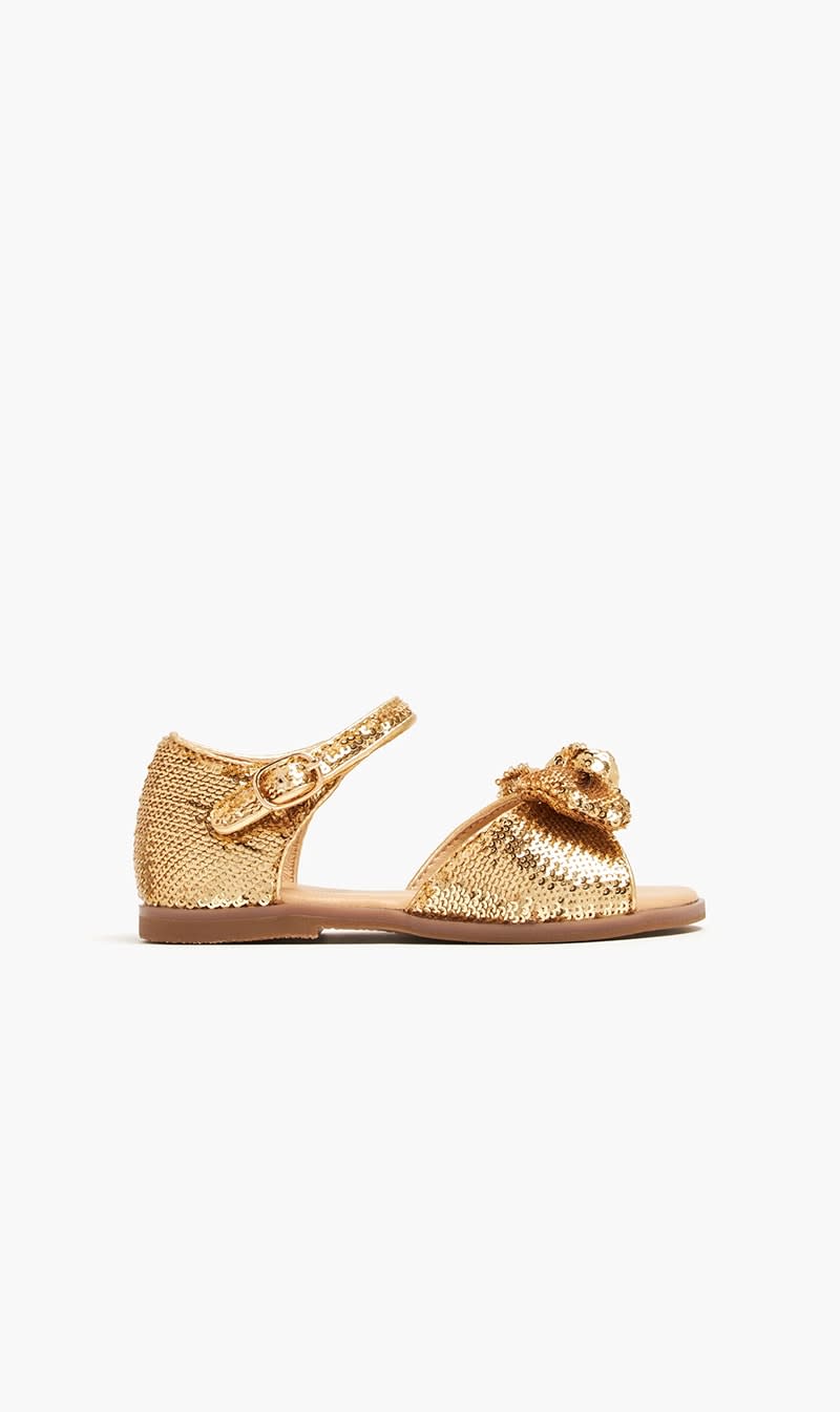 

Age Of Innocence Gold Margo Sequins Sandals for Girls | The Deal Outlet