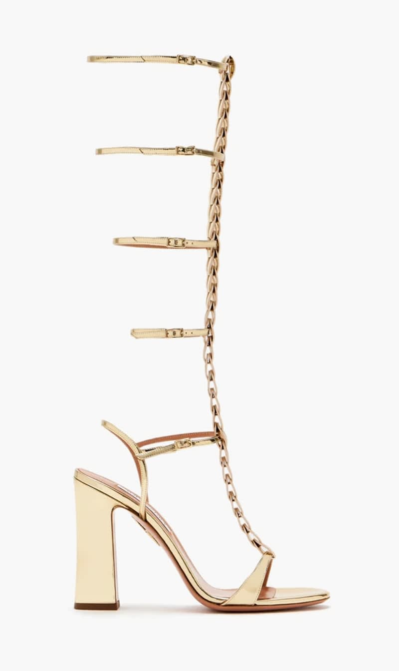 

Aquazzura Firenze Gold Destiny Gladiator 105mm Sandals for Women | The Deal Outlet