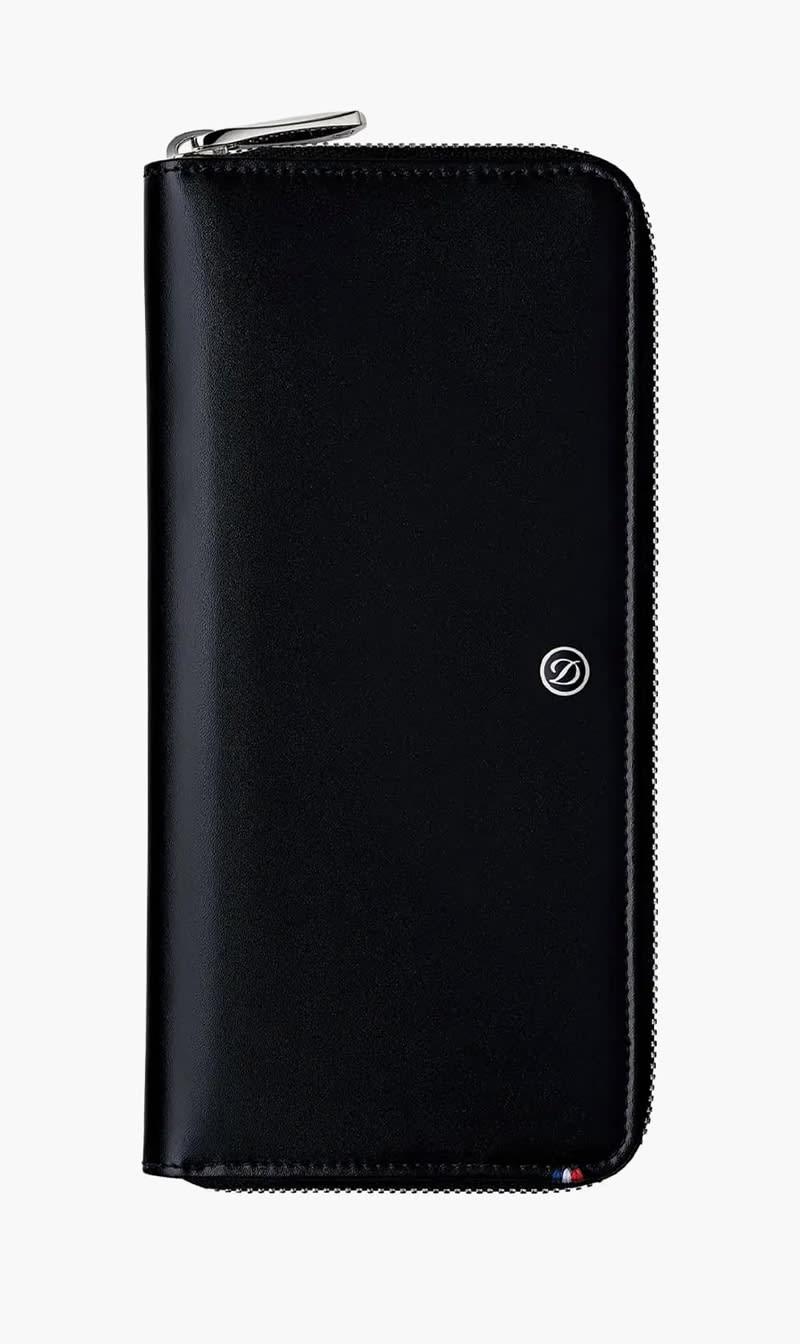 

St Dupont Black Line D Zippered Long Leather Wallet for Men | The Deal Outlet