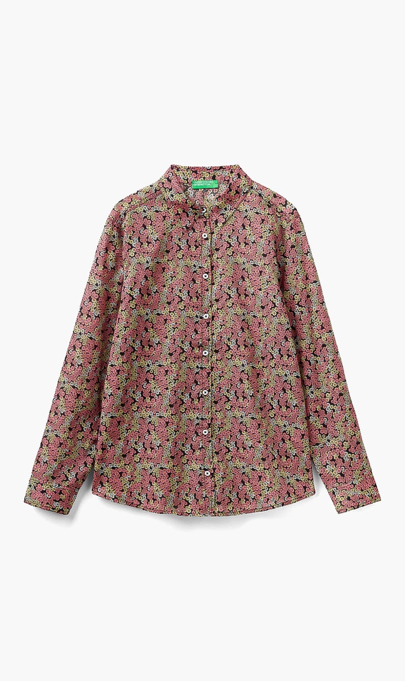 Yellow United Colors Of Benetton White Printed Shirt for Women