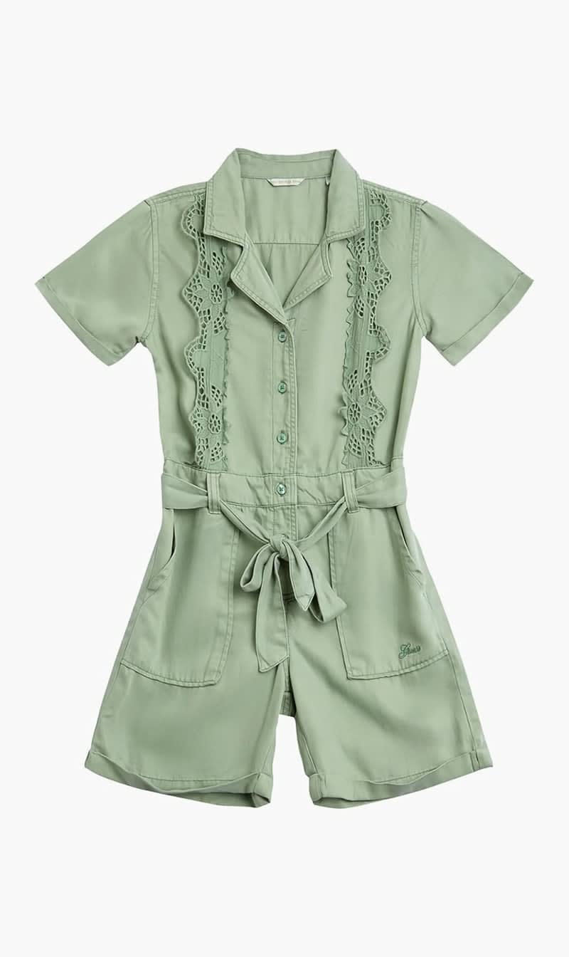 

Guess Green Lyocell Embroidered Romper for Girls | The Deal Outlet