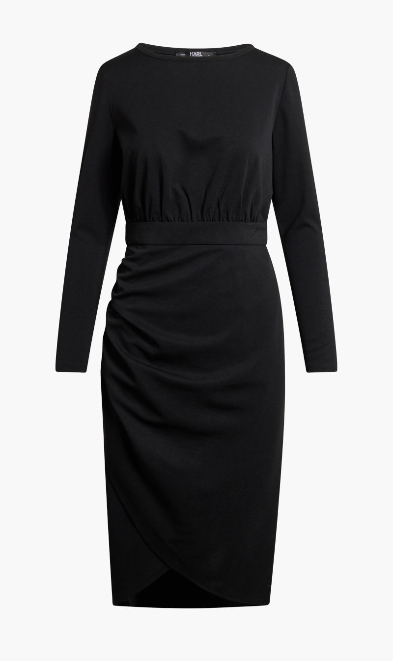 

Karl Lagerfeld Black Long Sleeve Jersey Dress for Women | The Deal Outlet