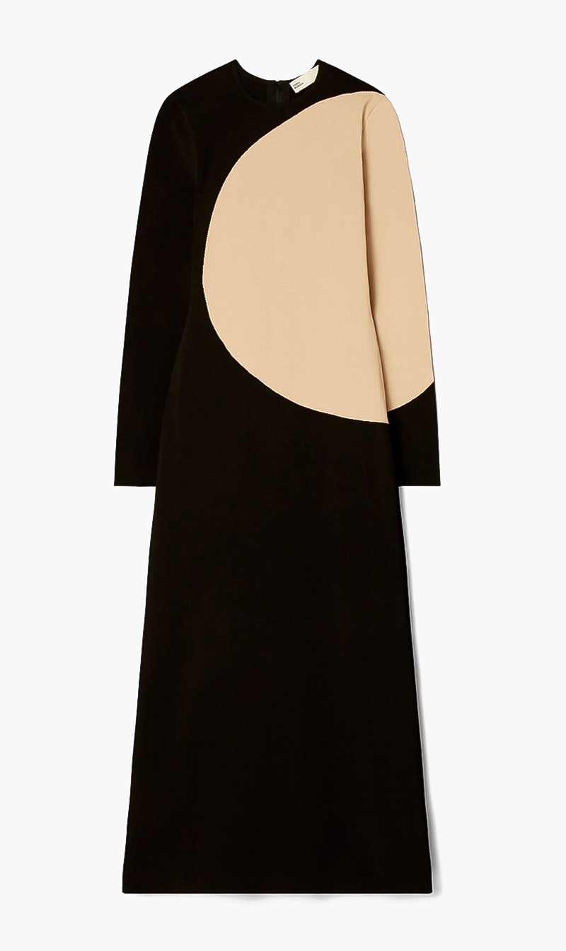 

Tory Burch Black Colorblock Midi Dress for Women | The Deal Outlet