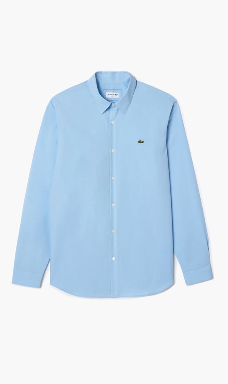 

Lacoste Blue Slim Fit Stretch Cotton Poplin Shirt for Men | The Deal Outlet