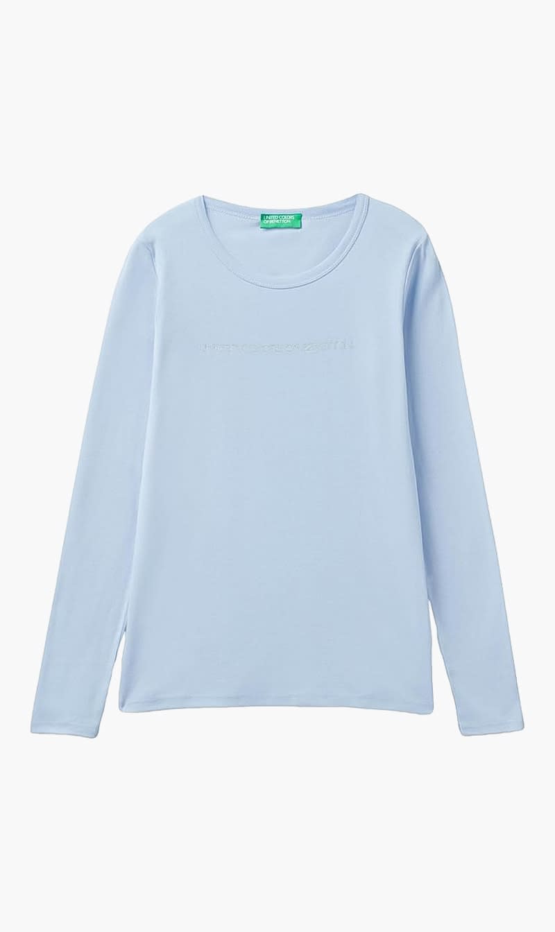 Purple United Colors Of Benetton White Logo Long Sleeves T-shirt for Women