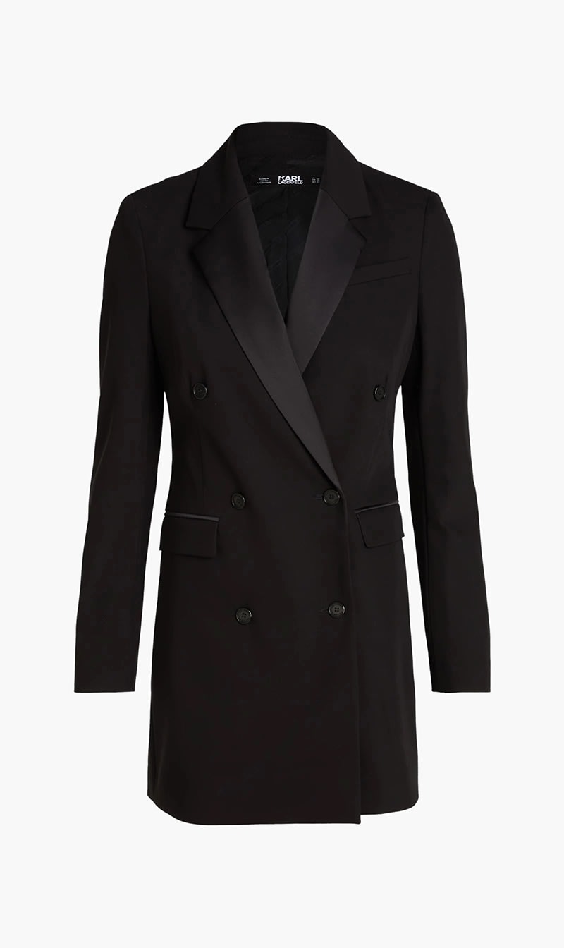 

Karl Lagerfeld Black Double Breasted Tailored Blazer for Women | The Deal Outlet