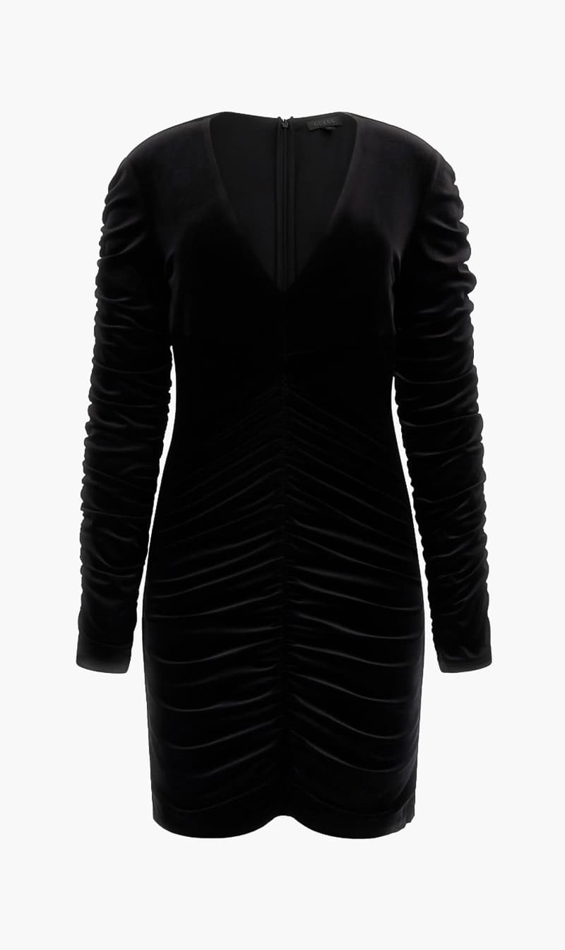 Guess Black Velour Bodycon Dress for Women