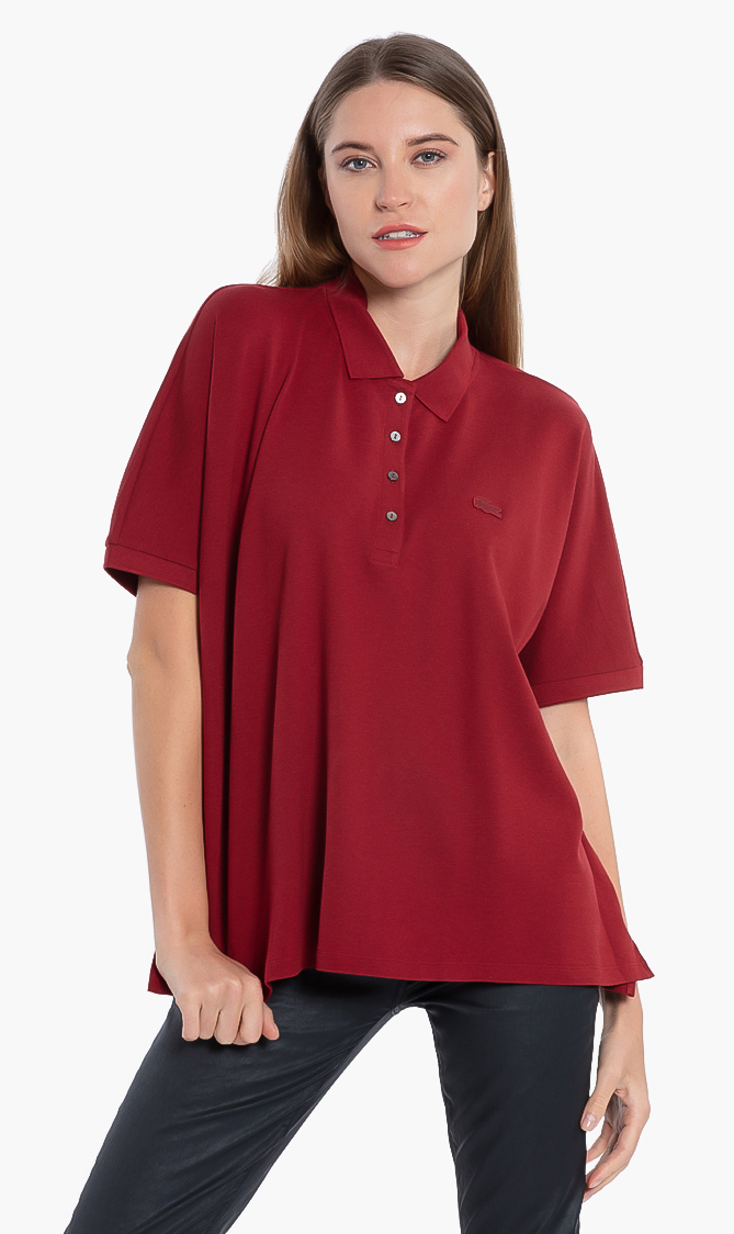 

Relax Fit Flowing Stretch Cotton Polo Shirt, Red