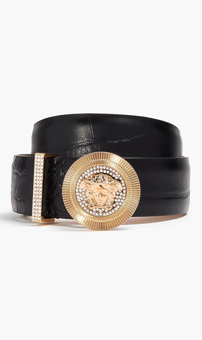 

Versace Black Medusa Biggie Leather Belt for Women | The Deal Outlet