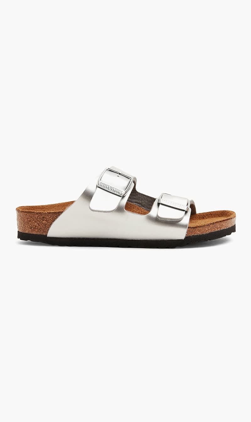 

Birkenstock Silver Arizona Sandals for Girls | The Deal Outlet