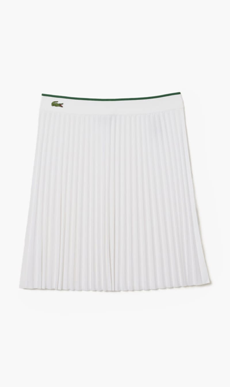 

Lacoste White Short Pleated Elastic Waist Skirt for Women | The Deal Outlet