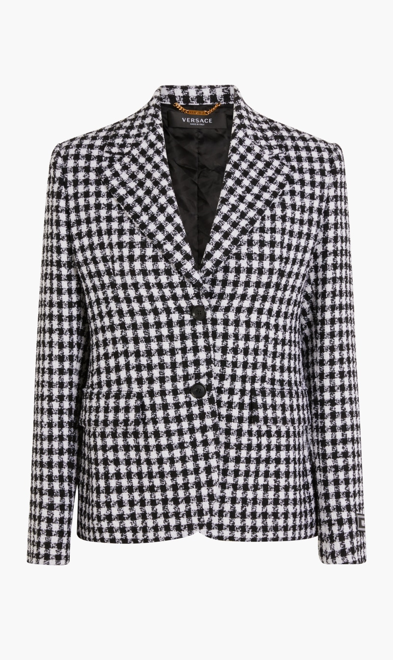 

Versace jacket tweed tess wool check | the deal outlet, Black