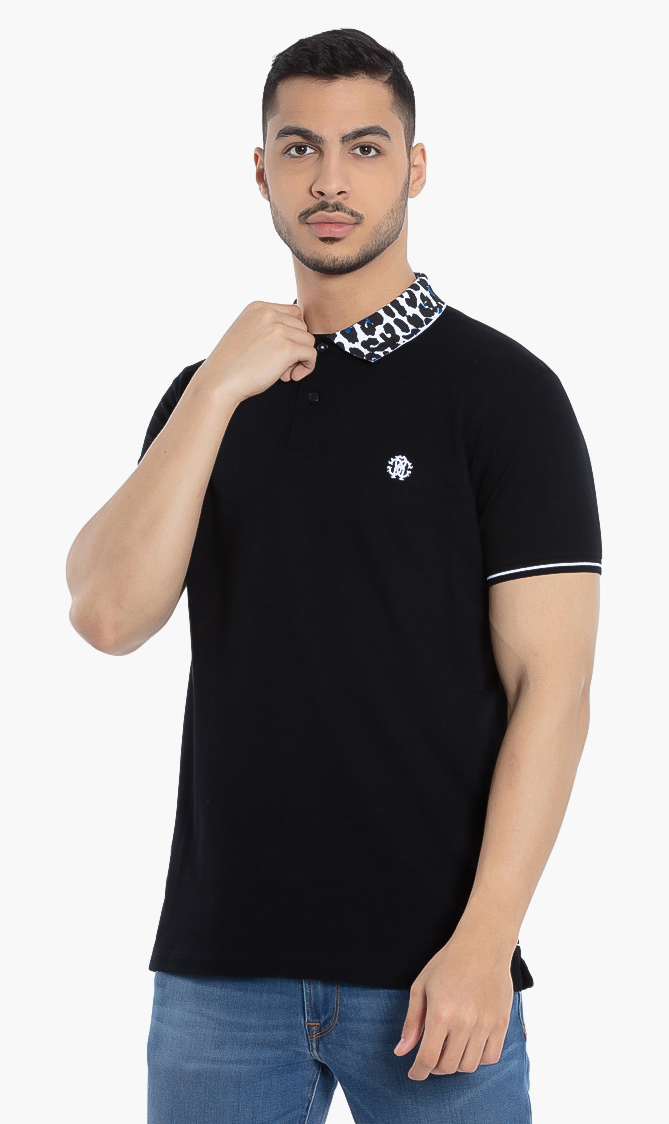 

Roberto Cavalli Leopard Collar Polo Shirt