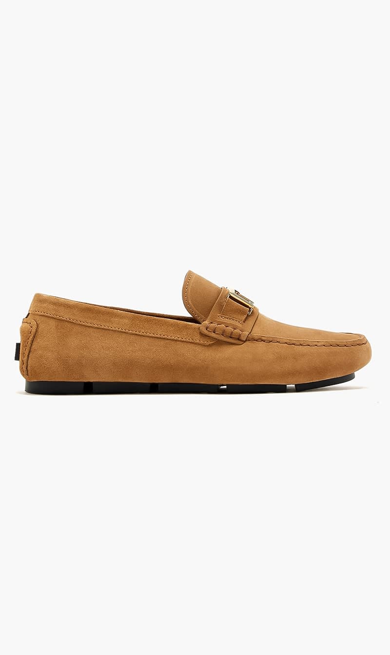 

Versace Brown Greca Driver Loafers for Men | The Deal Outlet