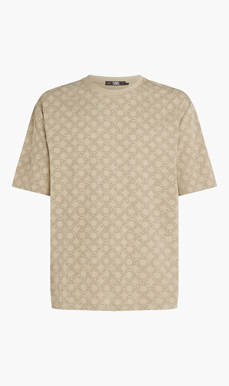 

Karl Lagerfeld Brown Circle Logo Aop T-shirt for Men | The Deal Outlet