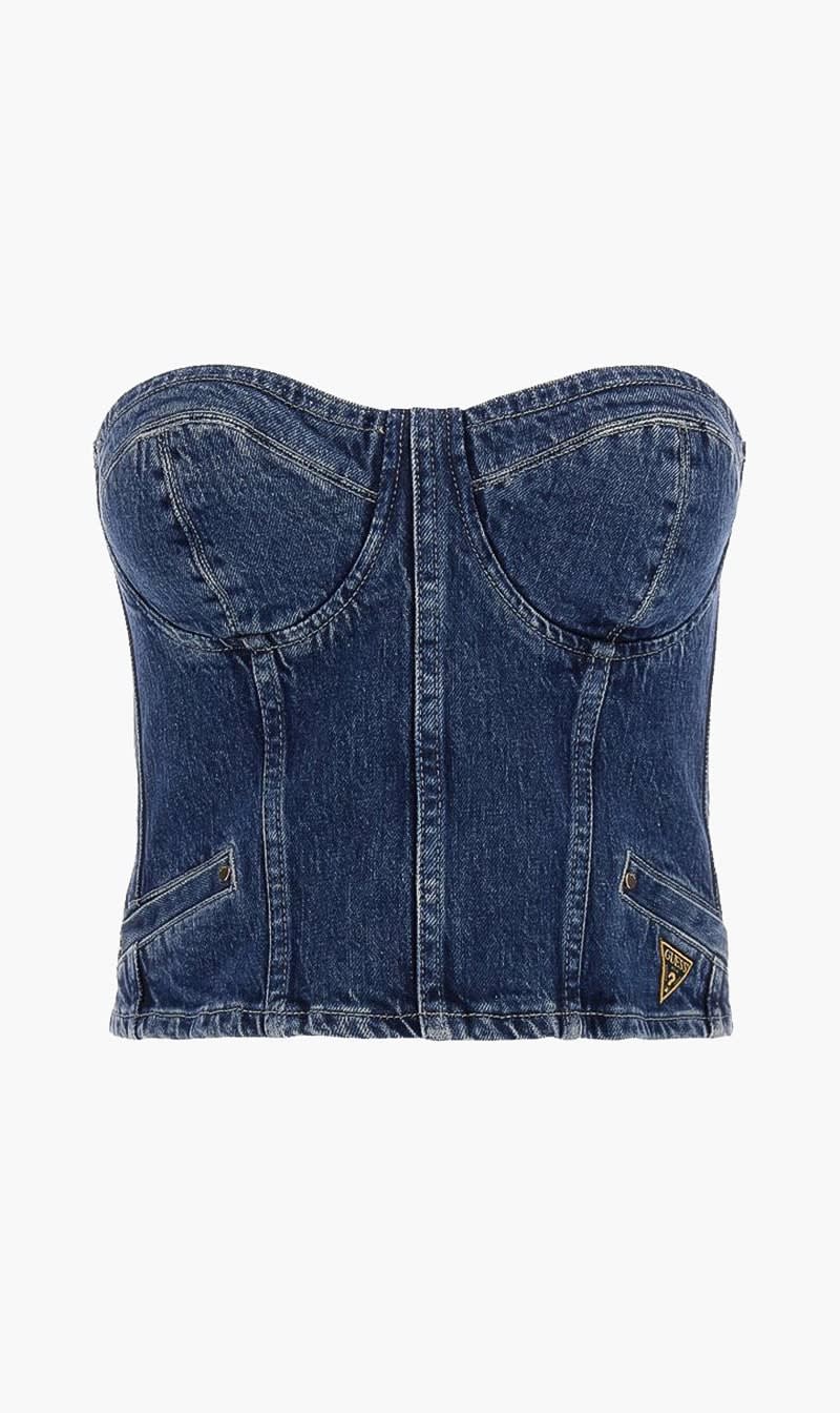 Guess Blue Denim Bustier Top for Women