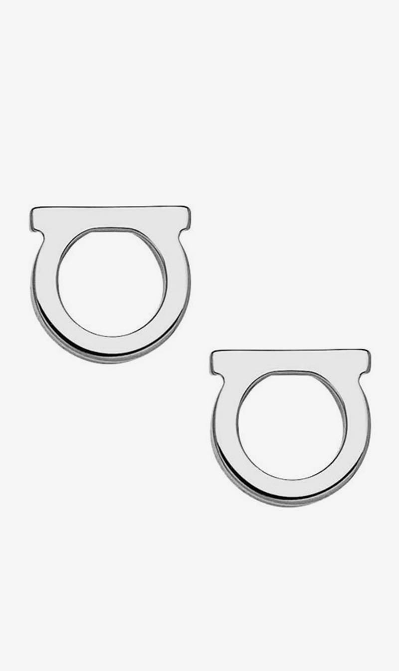 

Salvatore Ferragamo Silver Logo Earrings for Women | The Deal Outlet