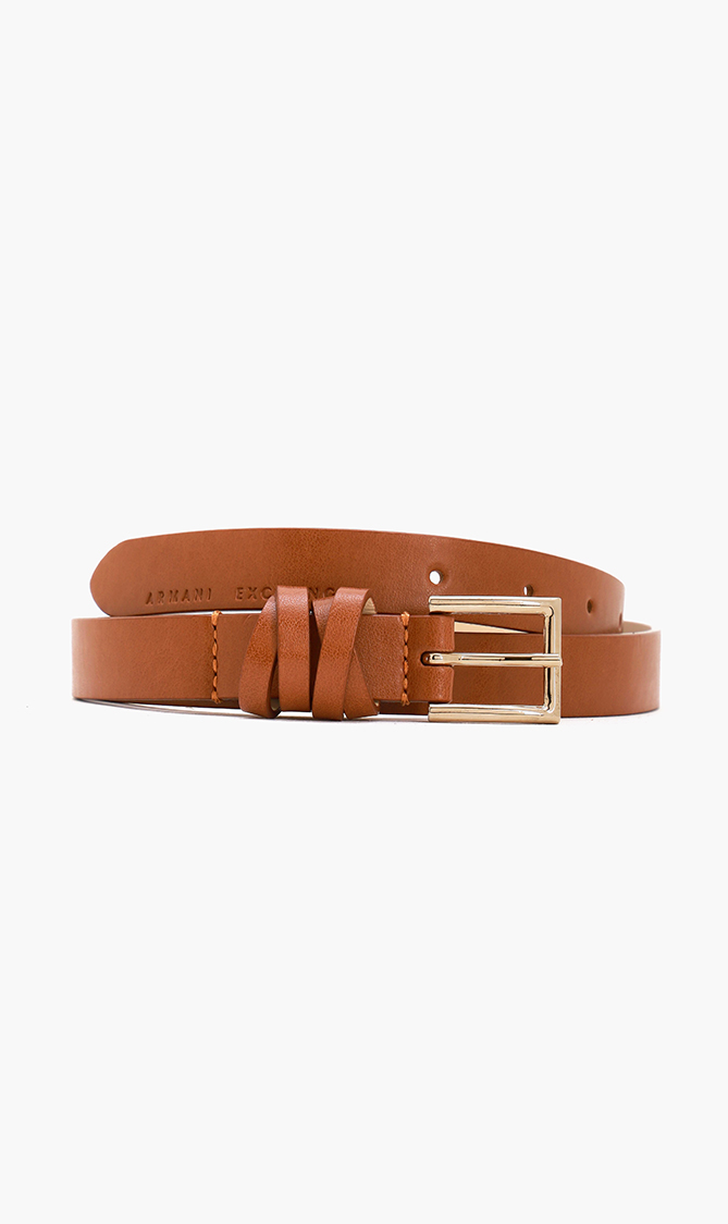 

Emporio Armani Smooth Slim Leather Tongue Belt