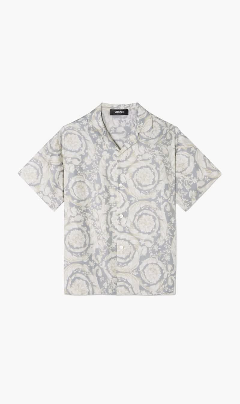 Versace Beige Informal Shirt Barocco Silk Twill for Boys