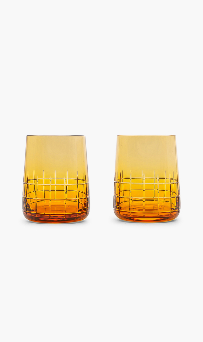 

Christofle Graphik Set Of Two Crystal Water Glasses Amber