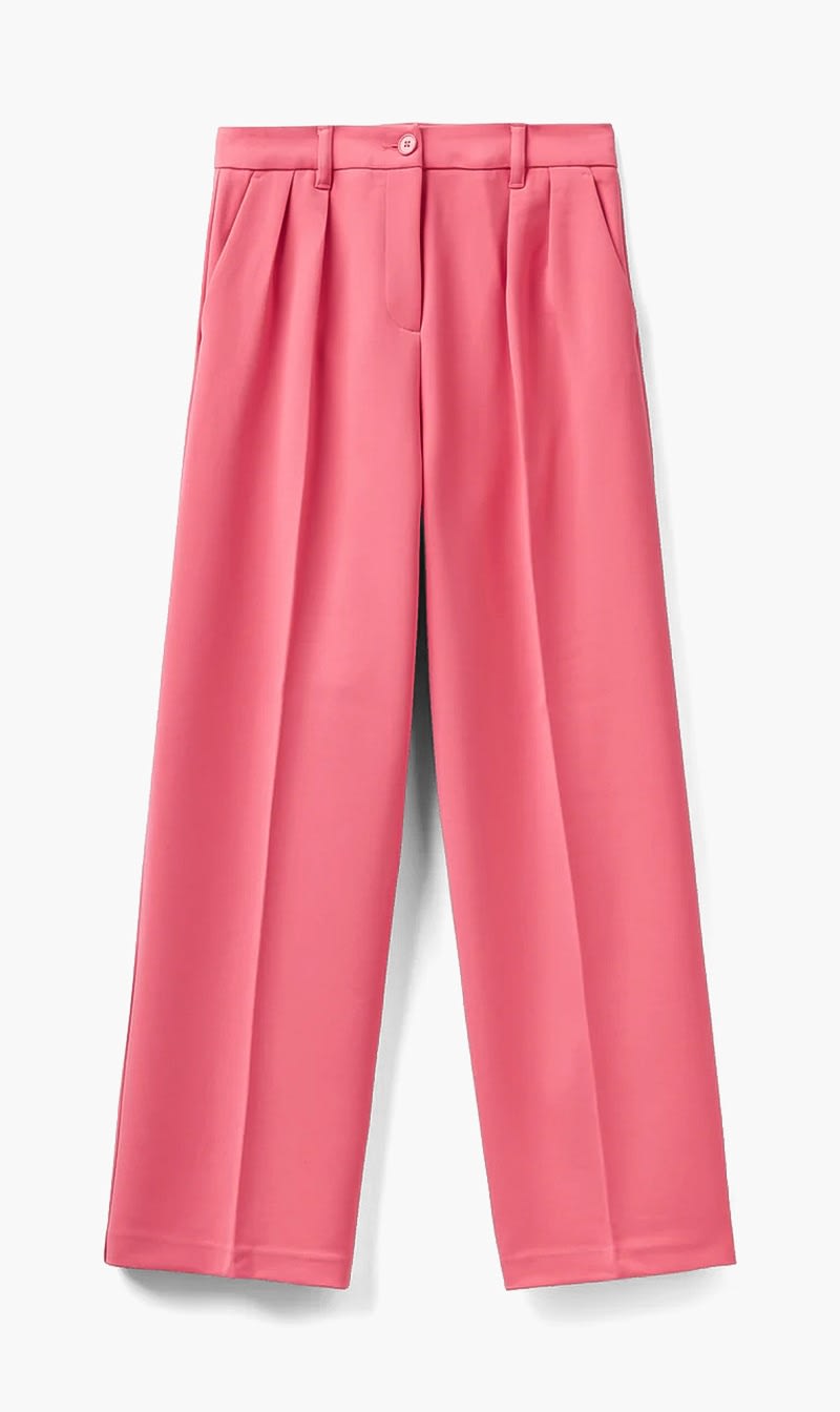 Pink United Colors Of Benetton Black Wide Trousers With Pleats for Women