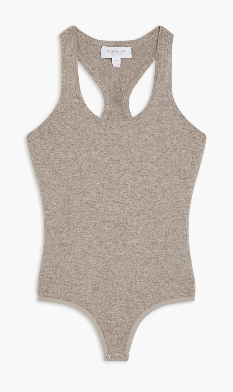 

Michael Kors Grey Cash Scoopneck Bodysuit for Women | The Deal Outlet