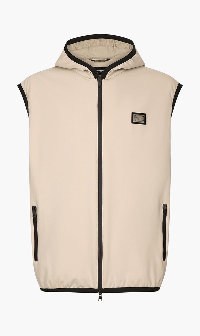 

Dolce & Gabbana Beige Jersey Vest With Hood for Men | The Deal Outlet