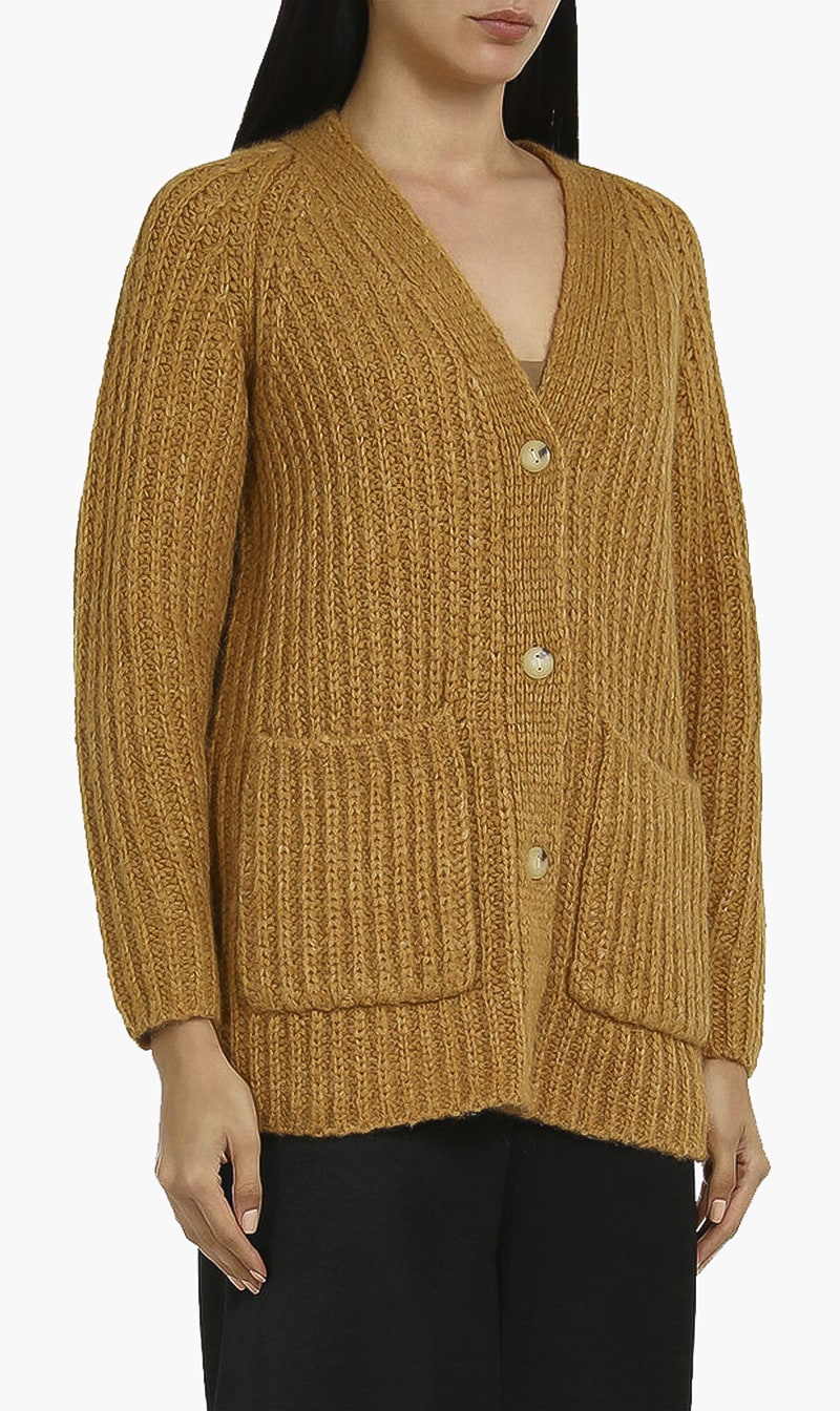 

Ribbed Pocket Cardigan, Brown