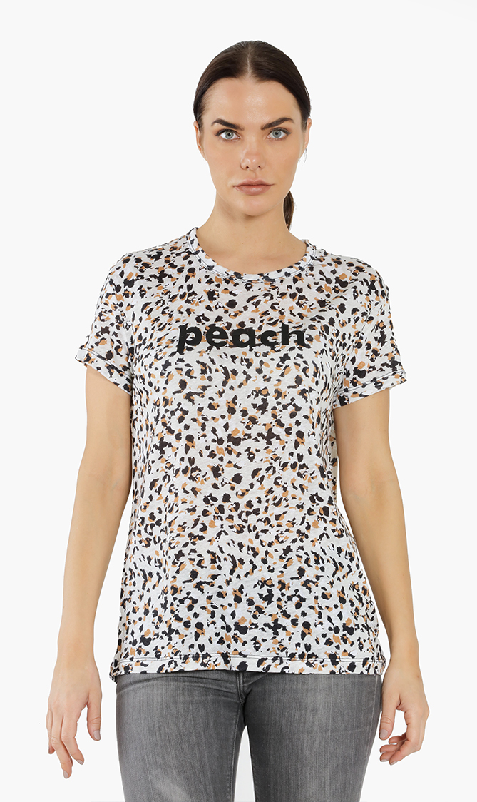 Walk Oversize Leo Print Top, Beige