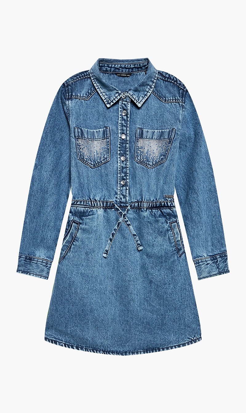 

Guess Blue Denim Shirt Dress for Girls | The Deal Outlet
