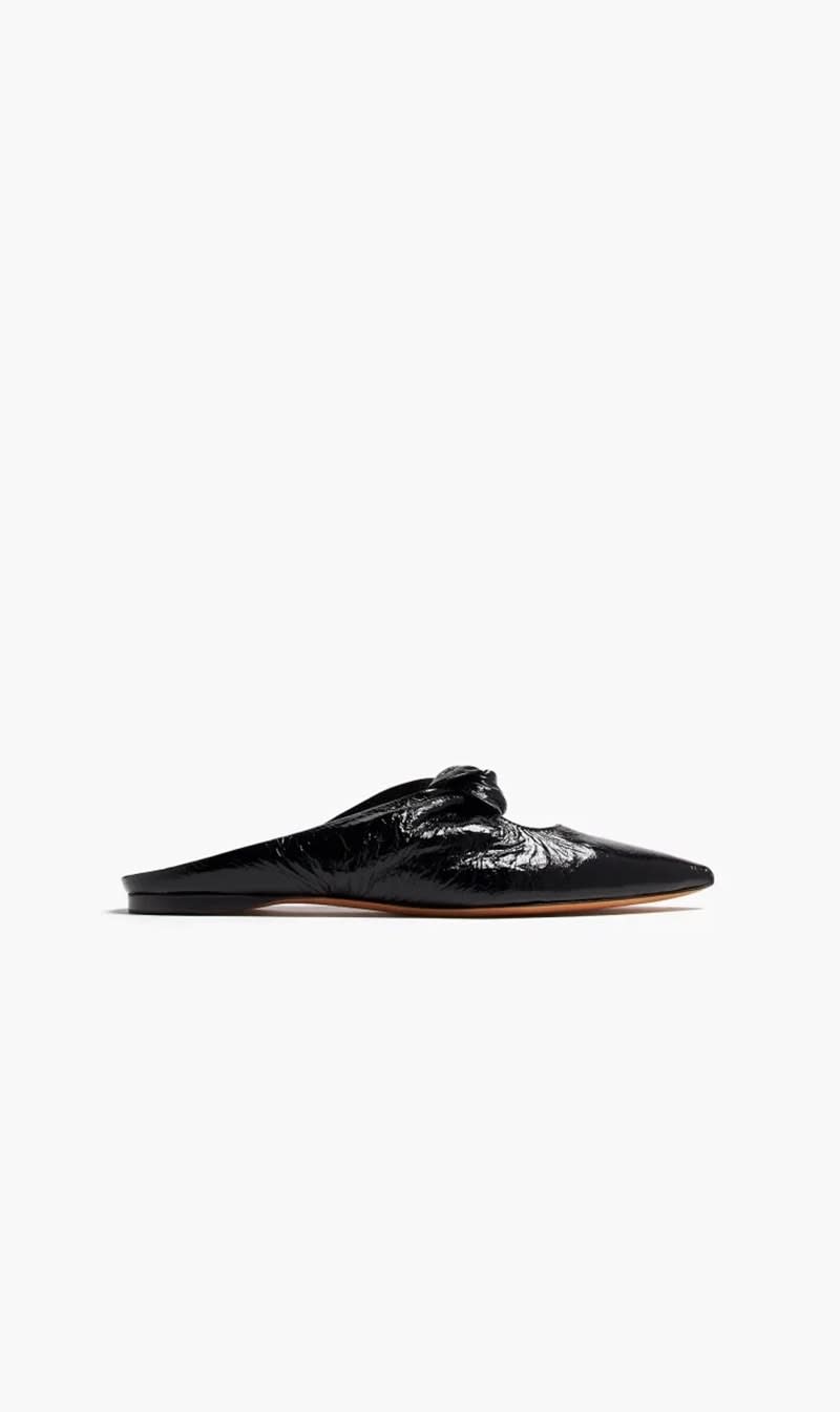 

Khaite Black Rowan Flat Mules for Women | The Deal Outlet