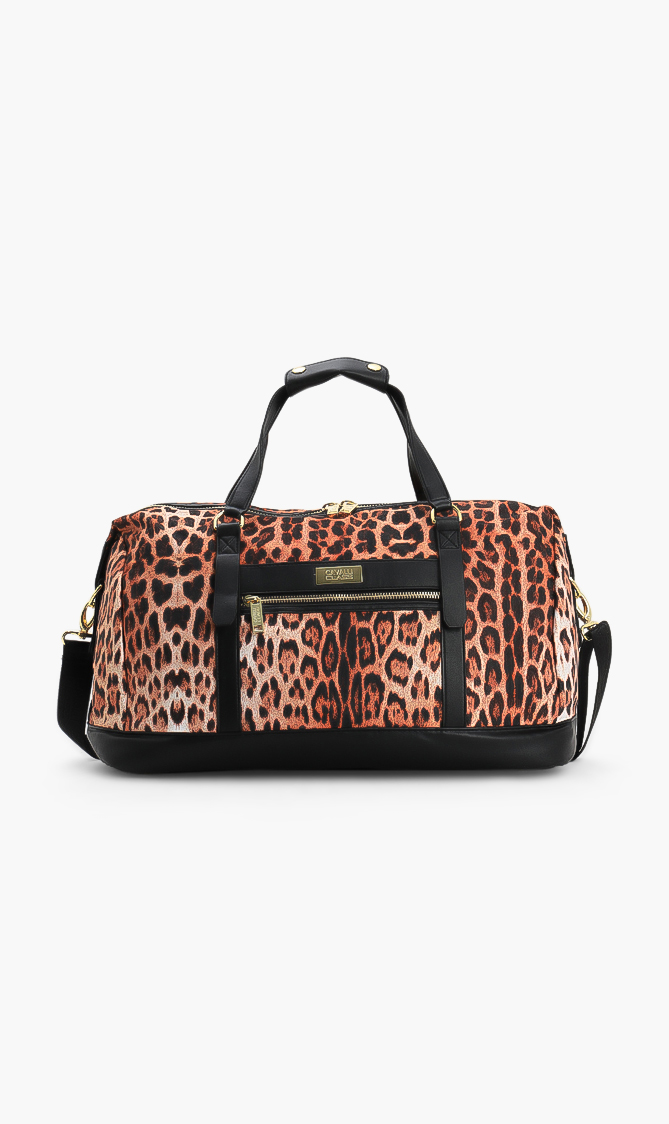 

Animal Print Travel Duffle Bag, Black