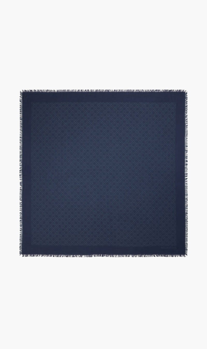 

Tory Burch Blue T Monogram Traveler Scarf for Women