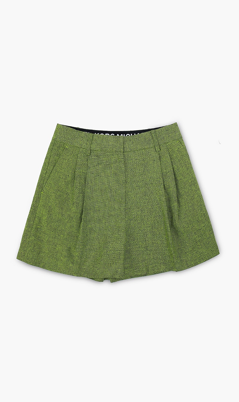 

Michael Kors Green Pleated Linen Blend Shorts for Women | The Deal Outlet