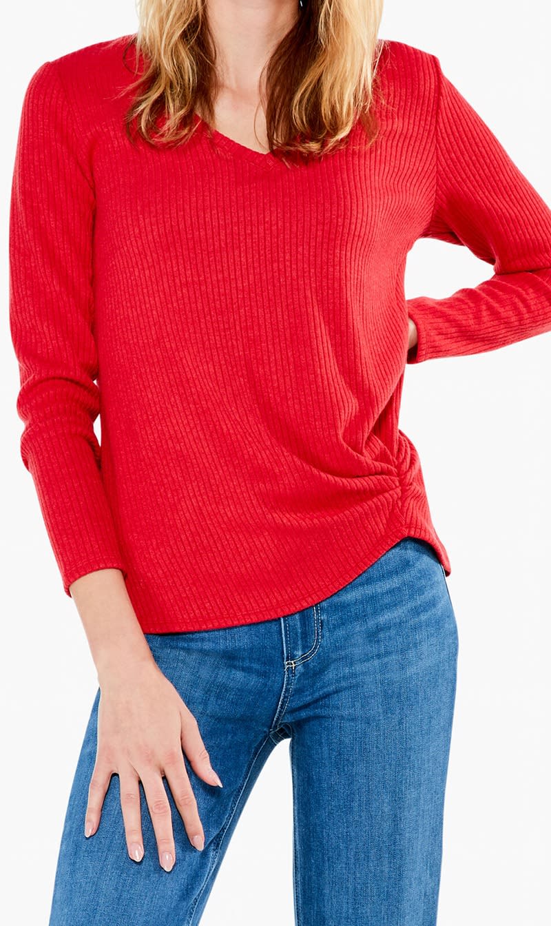 

5746 Red Cozy Rib Twist Top for Women | The Deal Outlet