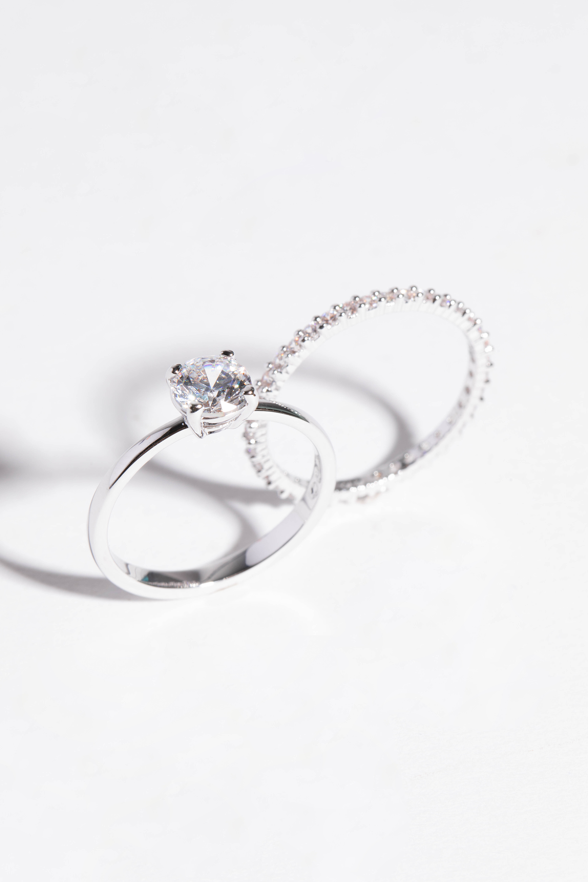 

Swarovski I Do Round Silver Ring Set, 52mm