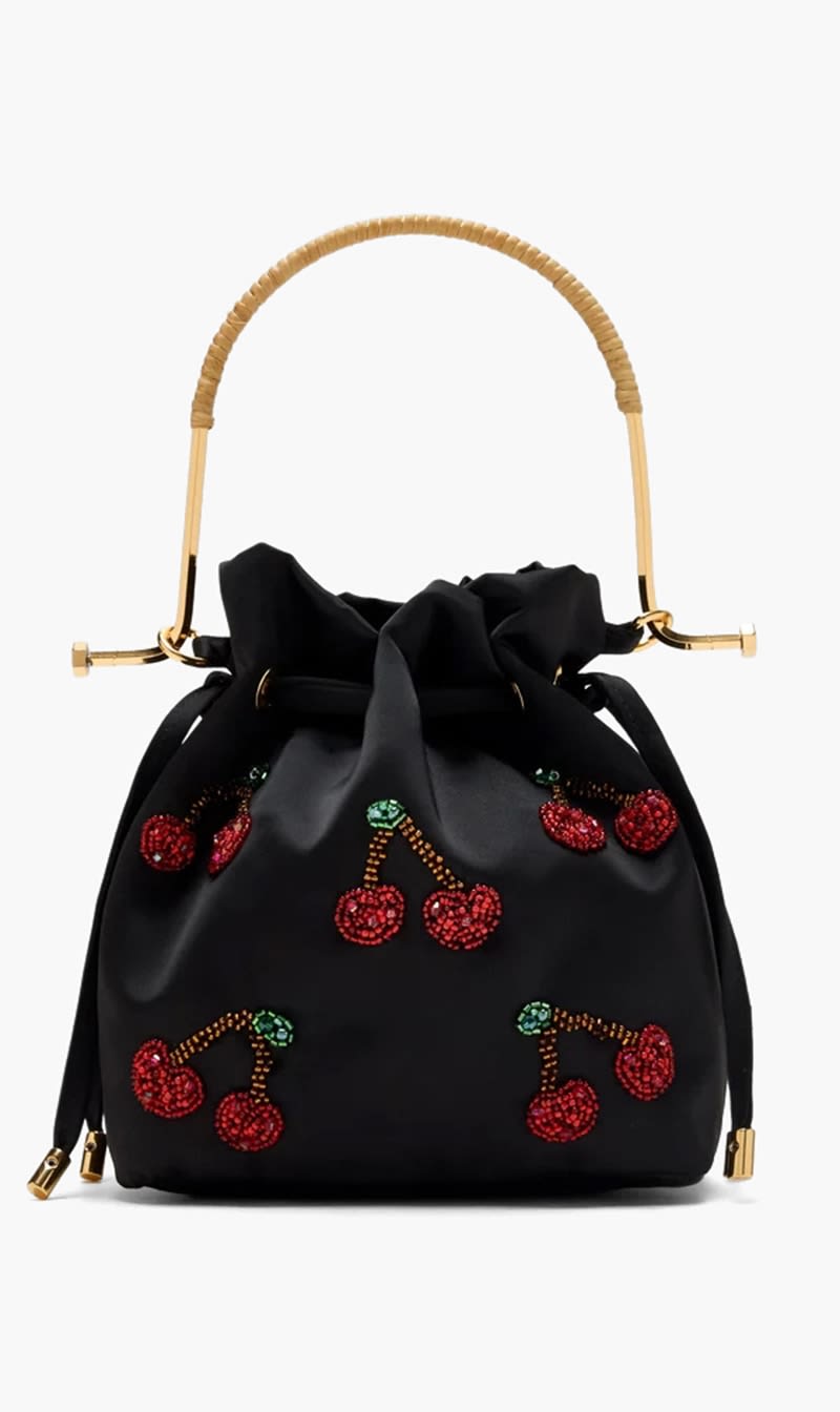 Waiwai Rio Black Bel Cetim Cherry Bag for Women