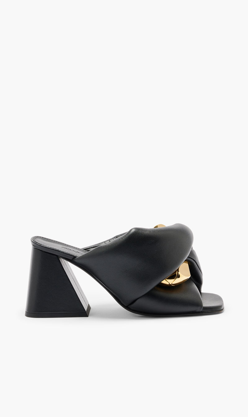 

Twisted Heel Chian Sandal, Black