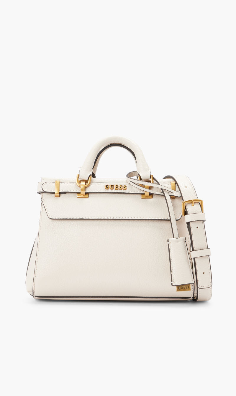 

Guess White Sestri Mini Satchel for Women | The Deal Outlet