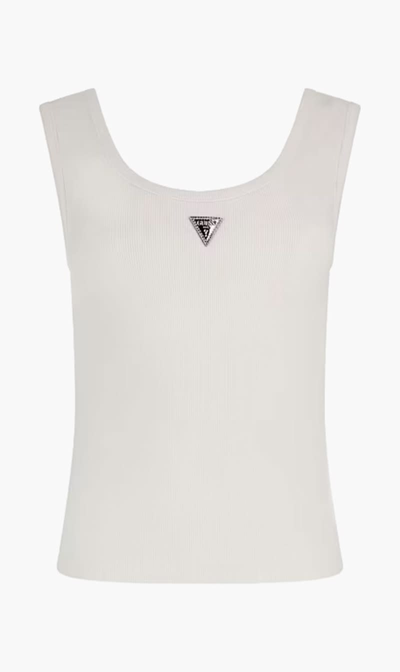 

Guess White Ribbed Tank Top for Women | The Deal Outlet