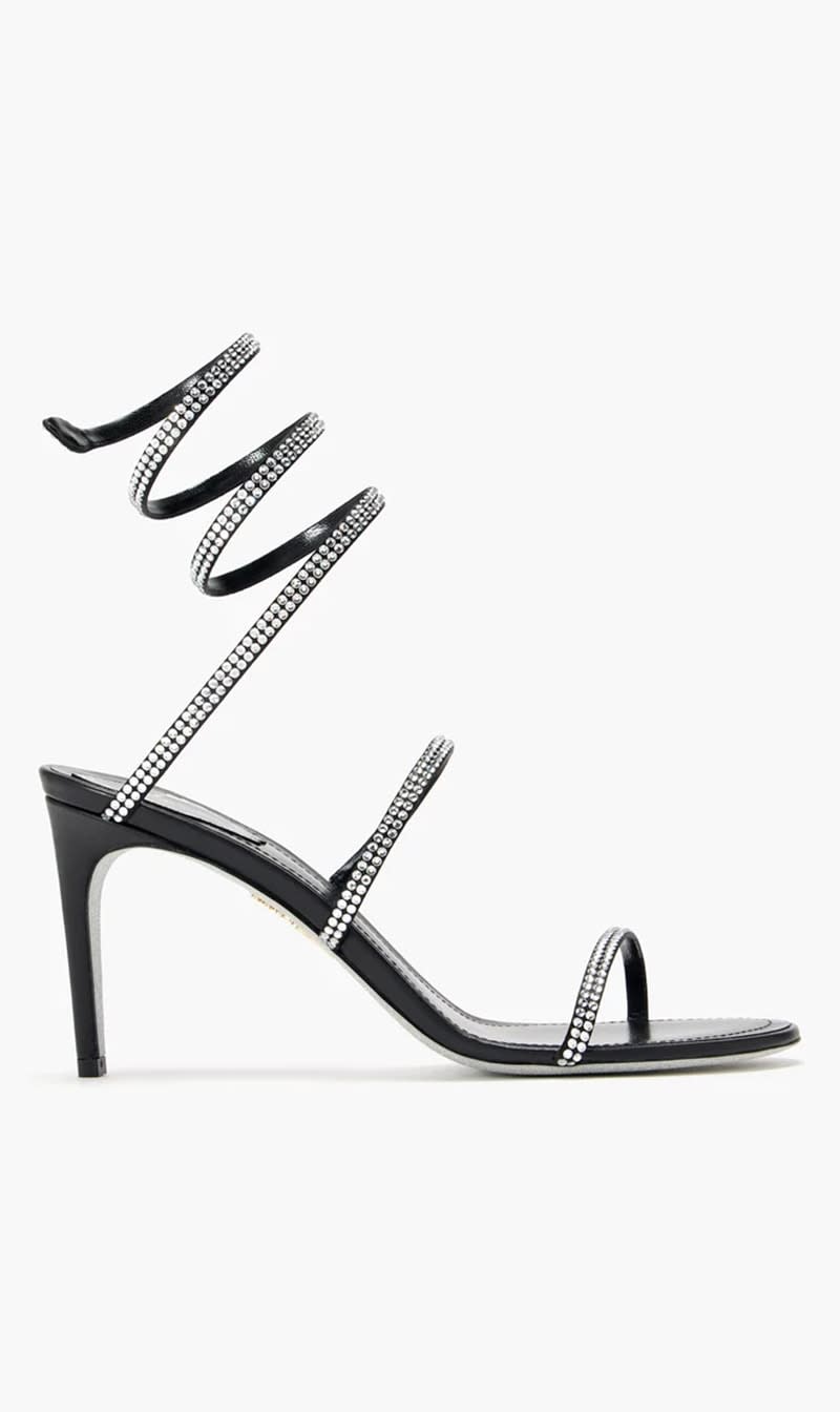 

Rene Caovilla Black Cleo Crystal Embellished Sandals for Women | The Deal Outlet