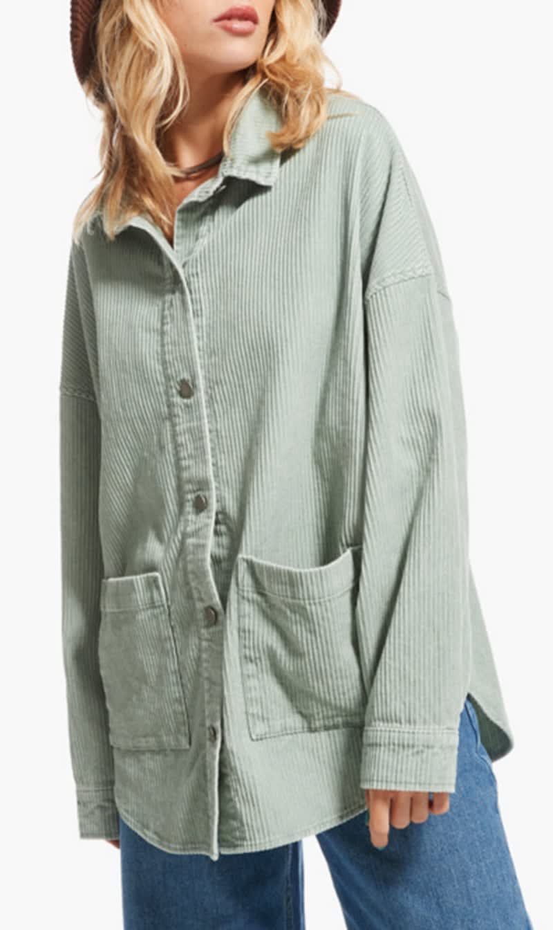 Roxy Blue Corduroy Long Sleeve Shirt for Women