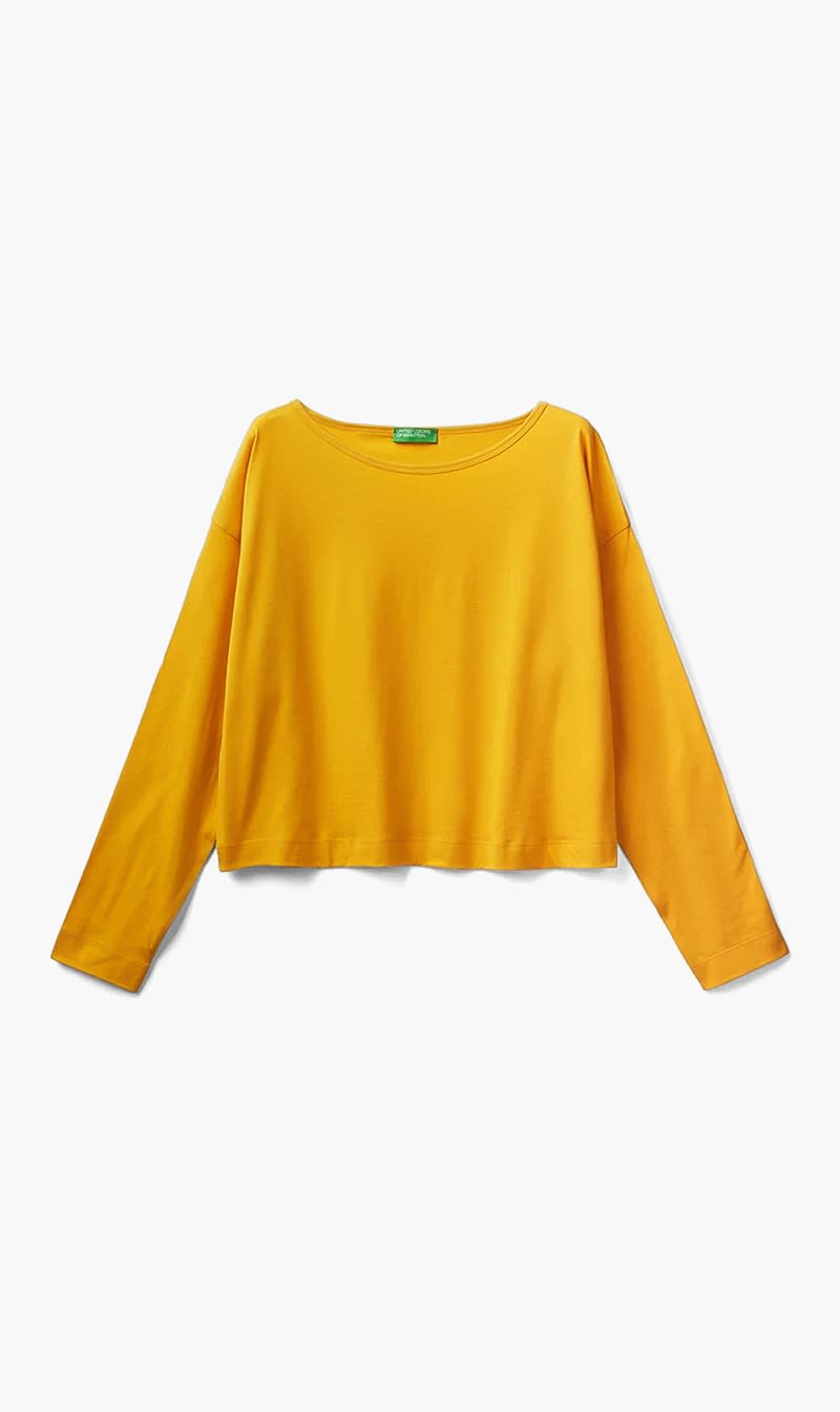 Yellow United Colors Of Benetton Blue Long Staple Cotton T-shirt for Women