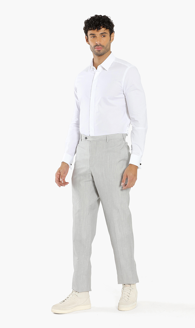 Plain Regular Fit Trouser, Grey