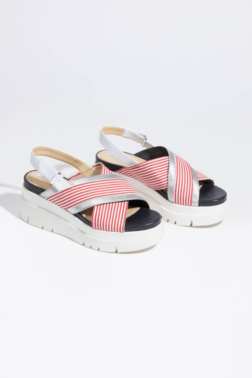 Geox Red Radwa Stripes Sandals for Women | The Deal Outlet